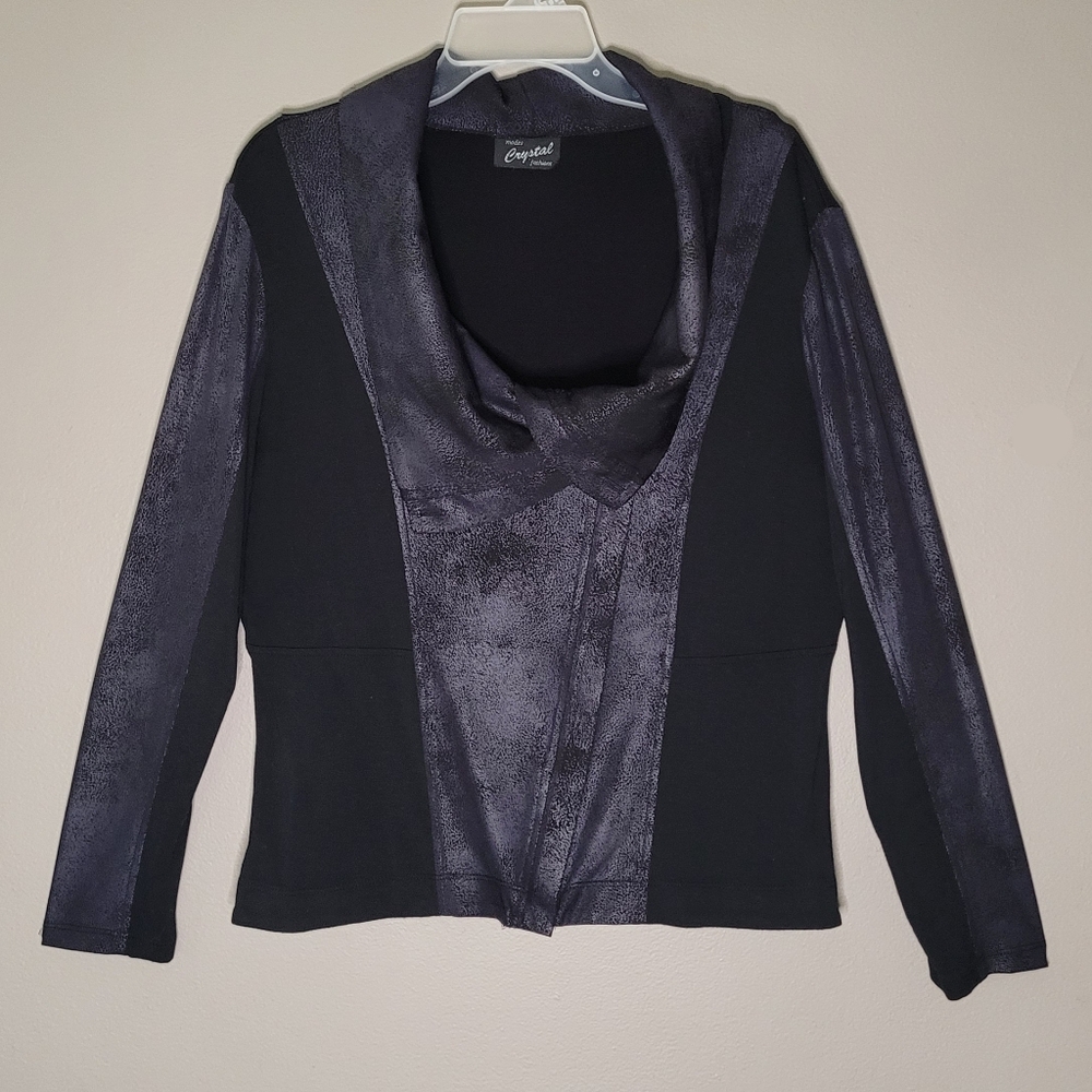 Crystal Fashions | Split Cowl-Neck Asymmetrical Zip Jacket